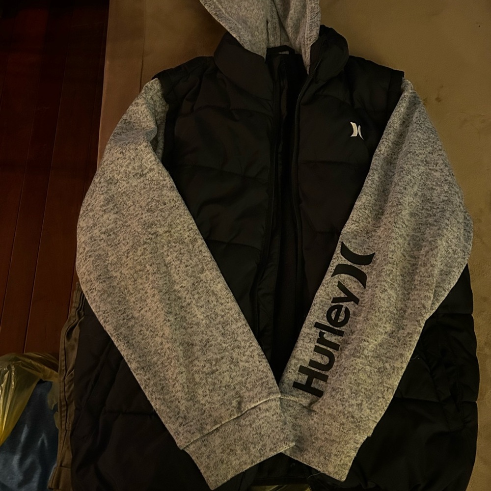 Hurley Black and Gray Hooded jacket